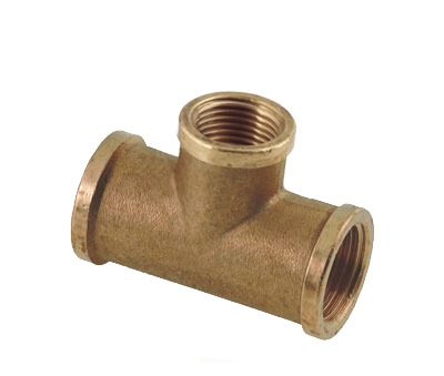 Messing verlopend draad T-stuk 90gr